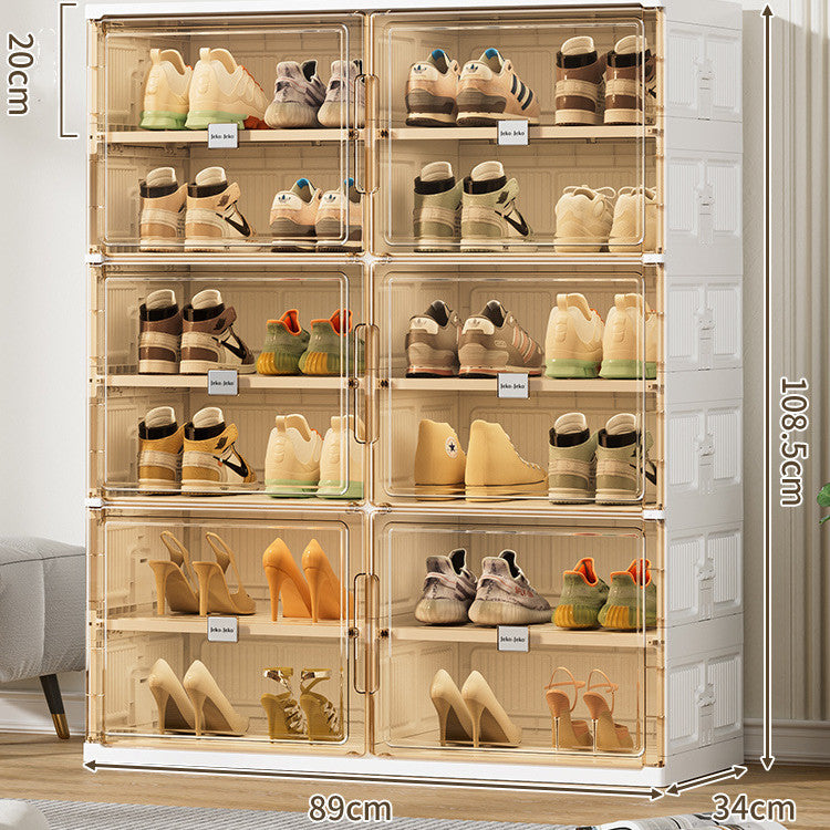 Shoe Cabinet Storage Foldable Free Installation Transparent