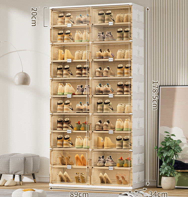 Shoe Cabinet Storage Foldable Free Installation Transparent